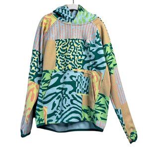 BURTON Oak Pullover Hoodie Kids S 8 Green Orange Fleece Lined Sweatshirt Unisex